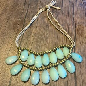 Light Blue Large Gems Double Layer Necklace